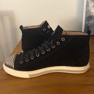 Miu Miu studded high top casual sneakers